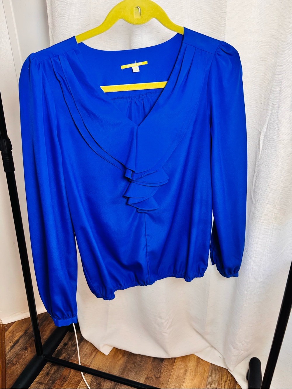 Gianni Bini Cobalt Ruffle V-Neck Blouse